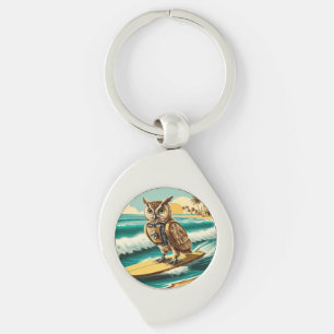 Chaveiro Coruja-robô venenosa surfando na praia