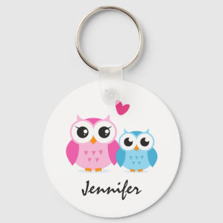 Chaveiro Corujas de cartoon bonitas com nome personalizado