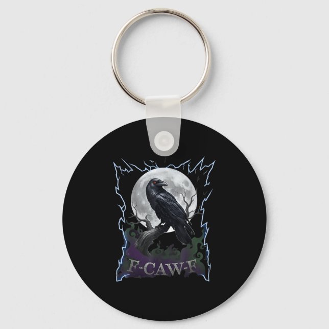 Chaveiro Corvo Assustador F-caw-f Lua Cheia Halloween  (Frente)