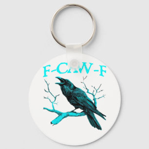 Chaveiro Corvo F-Caw-F Pássaro Engraçado Design Retro Criat