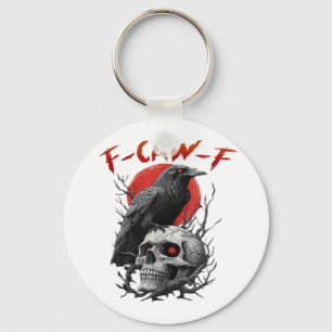 Chaveiro Corvo, F-Caw-F Pássaro Engraçado F-Caw-F Lua Gótic