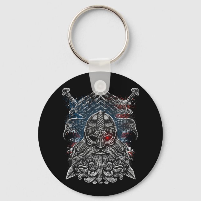 Chaveiro Corvos de Odin e espadas Mitologia Viking EUA band (Frente)