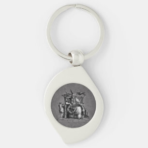 Chaveiro Corvos de Odin em seu trono de pedra mitologia vik