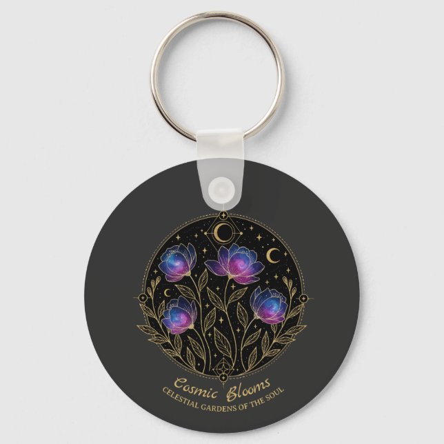 Chaveiro Cosmic Blooms – Celestial Floral Mandala flowers (Frente)