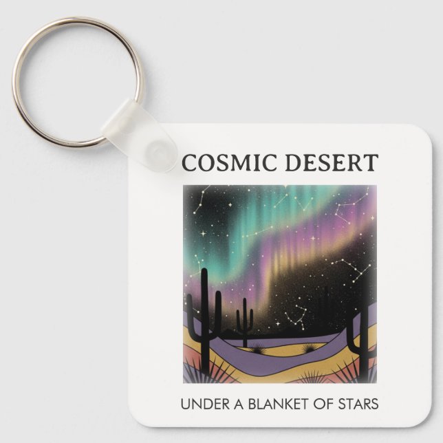 Chaveiro Cosmic Desert Aurora • Retro Western Night Sky (Frente)