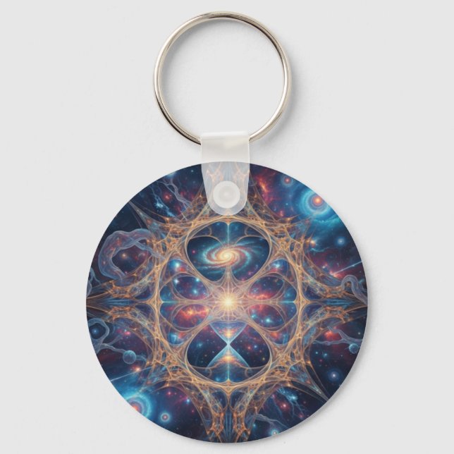 Chaveiro Cosmic Sacred Geometry Galaxy Mandala Art (Frente)
