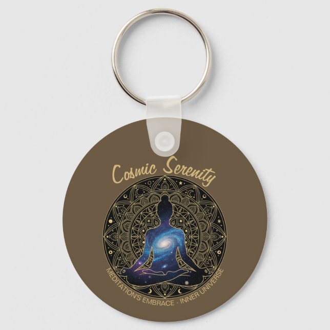 Chaveiro Cosmic Serenity Meditation – Galaxy Mandala  (Frente)