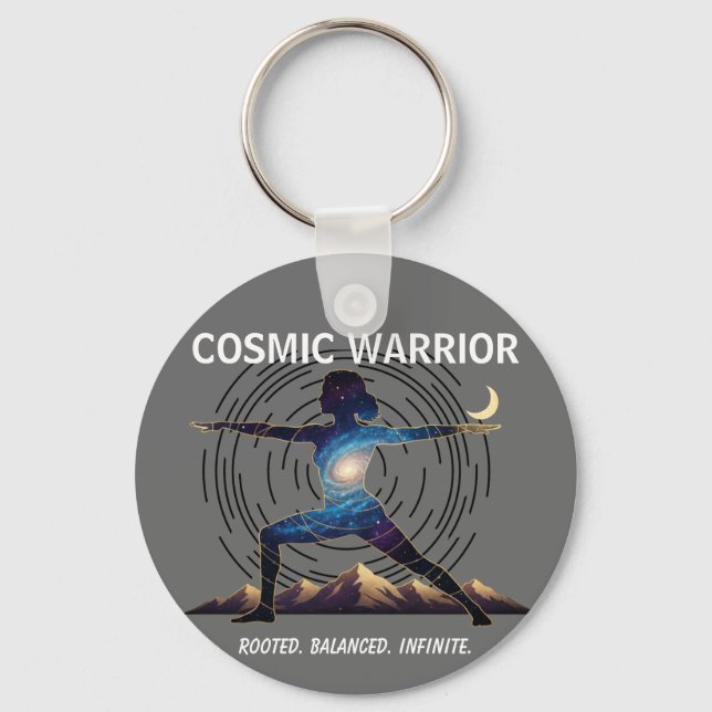 Chaveiro Cosmic Yoga Warrior | Galaxy Body Pose (Frente)