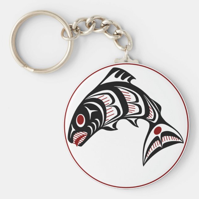 Chaveiro Costa do Pacífico Noroeste Haida art Salmon (Frente)