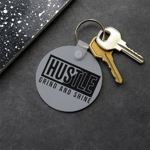 Chaveiro Cota Motivacional Hustle Grind e Shine