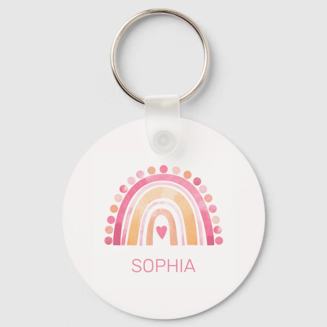 Chaveiro Cotovelo-arco-íris, cor-de-bico rosa (Frente)