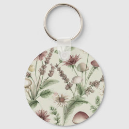 Chaveiro Cottagecore de Cogumelo Flor Silvestre
