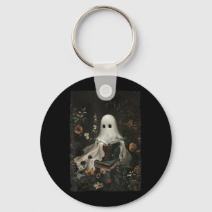 Chaveiro Cottagecore Fantasma Leitura Livro Floral Hallowee