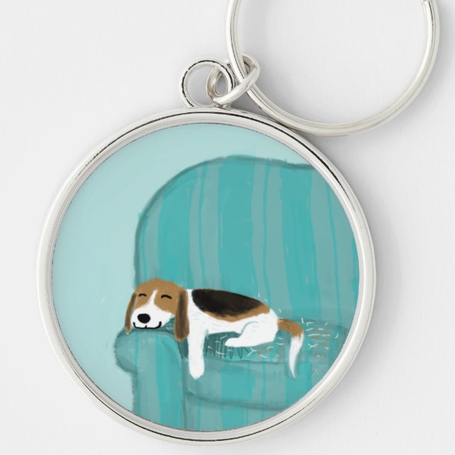 Chaveiro Couch Beagle Feliz | Cachorro-dormente | Arte Pet (Frente)