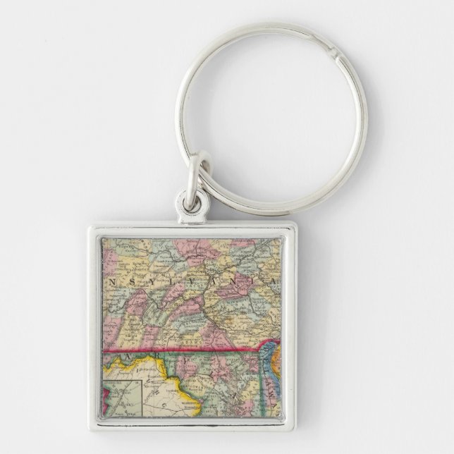 Chaveiro County Map Of Pennsylvania, Nova Jersey (Frente)