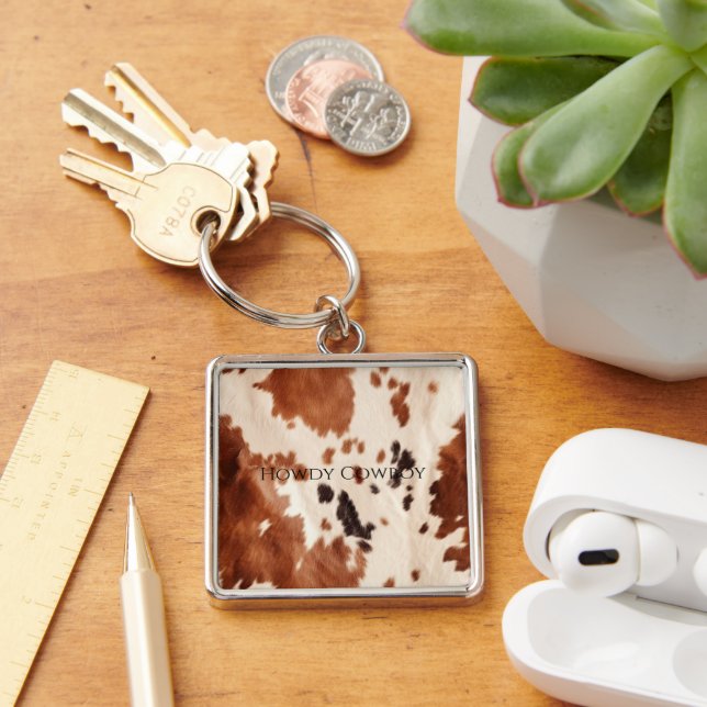 Chaveiro Couro de Vaca Southwest Creme Marrom (Mesa)