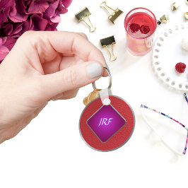 Chaveiro Couro Texturizado Vermelho Faux