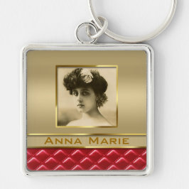 Chaveiro Couro vermelho acolchoado do falso do quadro da