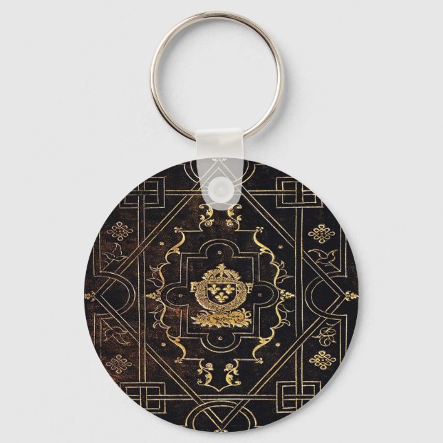 Chaveiro Couro Vintage Falln e Dourado (Frente)