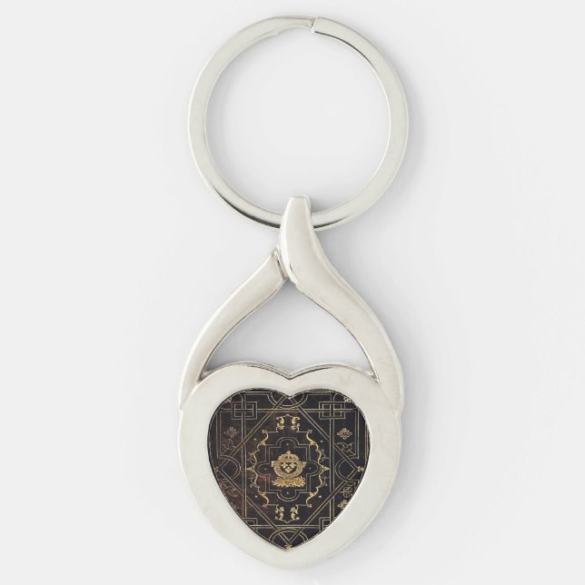Chaveiro Couro Vintage Falln e Dourado (Frente)