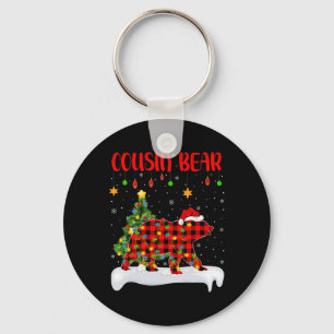 Chaveiro Cousin Bear Christma da Família de Buffalo Xadrez