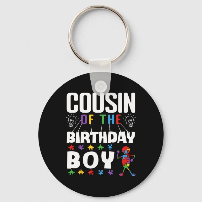 Chaveiro Cousin Of The Birthday Boy Autism Awareness Puzzle (Frente)
