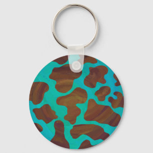 Chaveiro Cow Brown and Teal Print