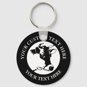 Chaveiro Cow Custom Text  Classic Round 