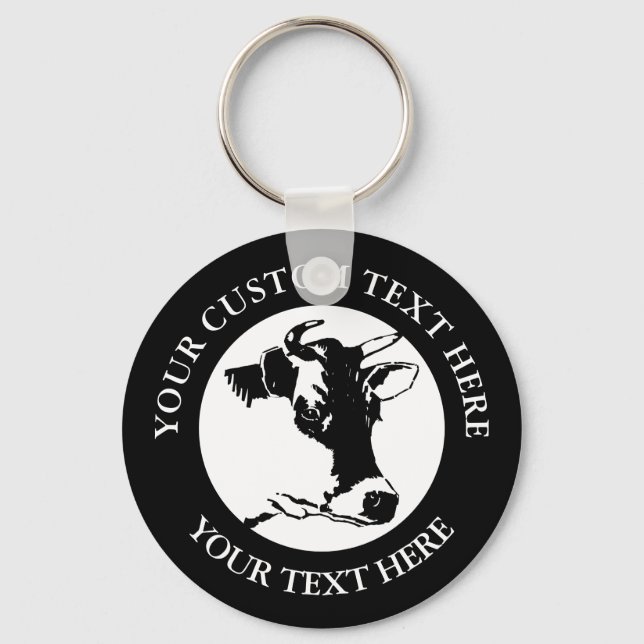 Chaveiro Cow Custom Text  Classic Round  (Frente)