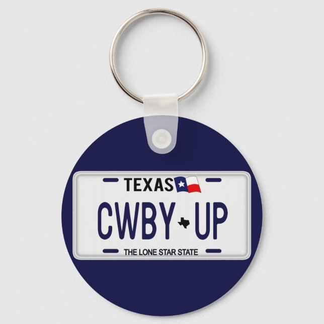 Chaveiro Cowboy! CWBY UP Texas License Plate (Frente)