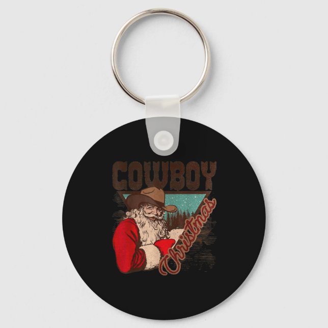 Chaveiro Cowboy Santa Claus Merry Christmas Western Country (Frente)