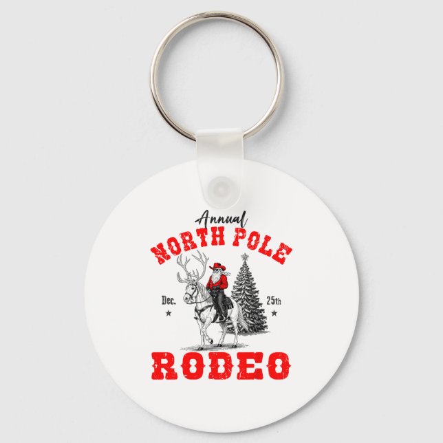 Chaveiro Cowboy Santa Riding Reindeer North Le Rodeo Christ (Frente)