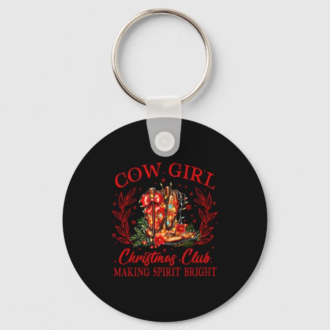 Chaveiro Cowgirl Christmas Club Making Srits Xmas Boots Cow (Frente)