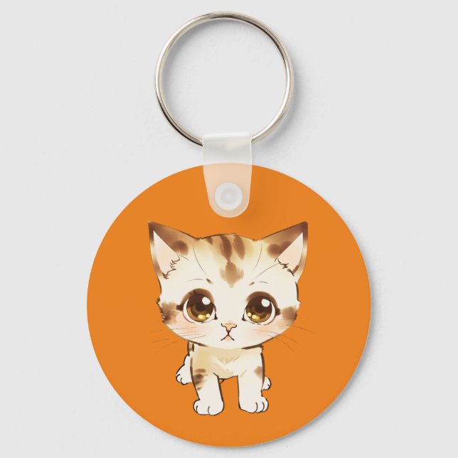 Chaveiro Cozedura Felina Gelada De Gatinho De Olho Grande (Frente)