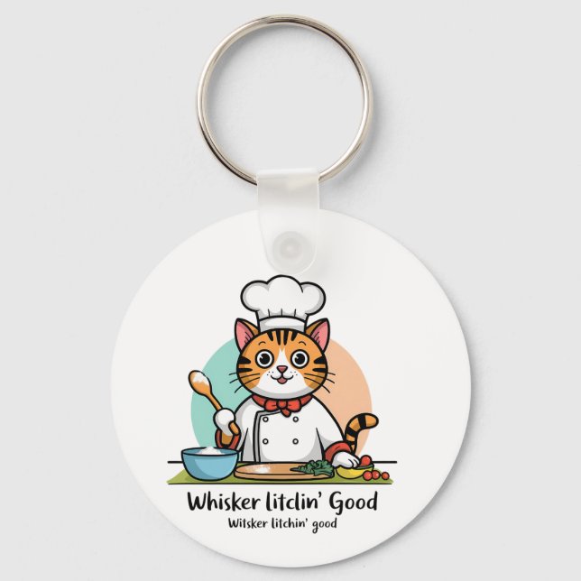Chaveiro Cozinhar com gato - Gatinho de chef (Frente)