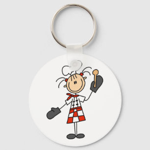 Chaveiro Cozinheiro chefe fêmea com o camiseta e os