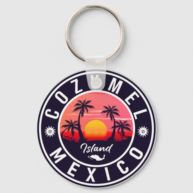 Chaveiro Cozumel México Ilha Retro Sunset Souvenirs (Frente)