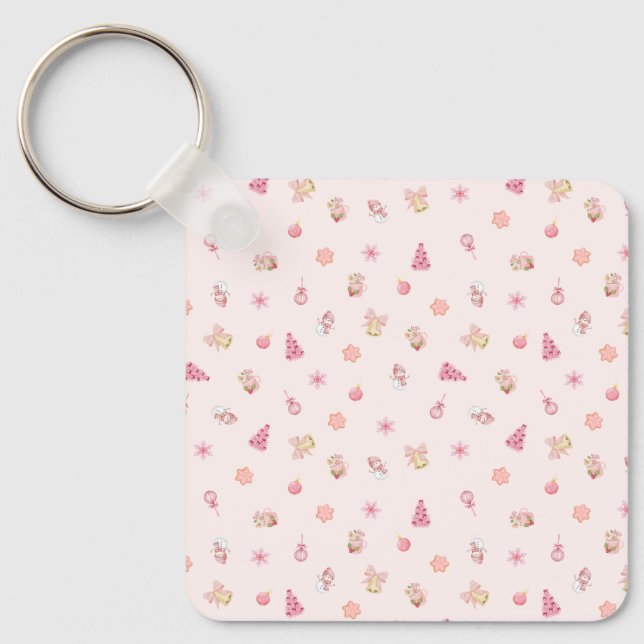 Chaveiro Cozy Pink Christmas Pattern (Frente)