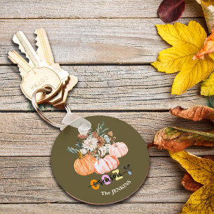 Chaveiro Cozy Season Harvest Blooms Personalize Name