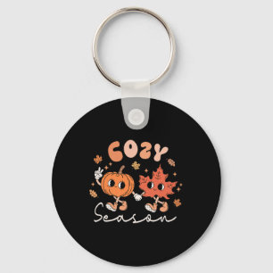 Chaveiro Cozy Season Retro Groovy Style Call Deixa Pumpkin