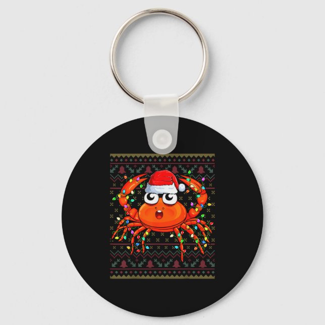 Chaveiro Crab Wearing Xmas Lights Santa Hat Crab Christmas  (Frente)