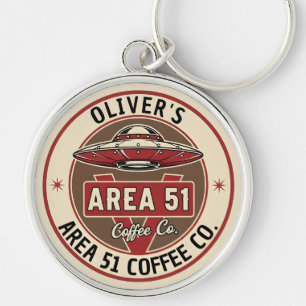 Chaveiro Crachá de Café Diner Vintage UFO Área 51