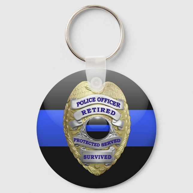 Chaveiro Crachá Fino Azul Linha Aposentada (Frente)