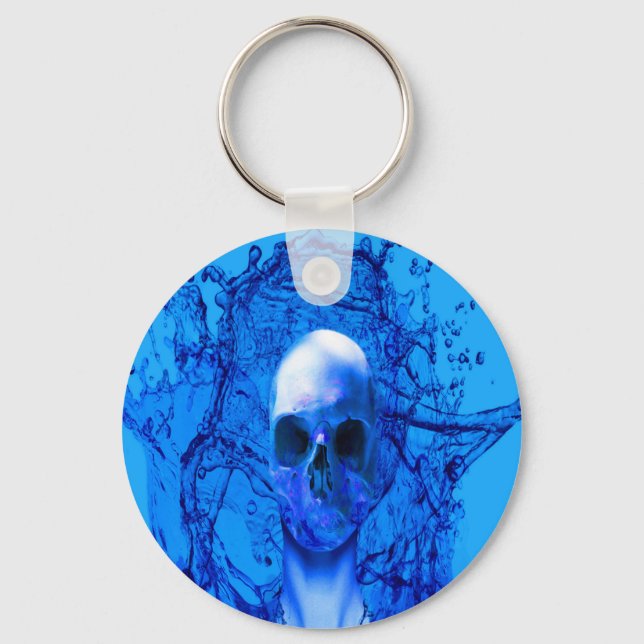 Chaveiro crânio azul alienígena (Frente)
