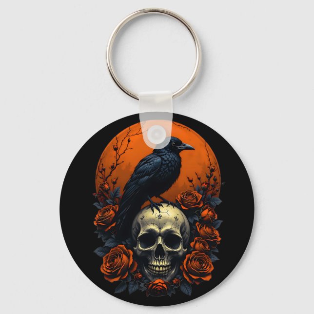 Chaveiro Crânio com Rosas e doce gótico (Frente)