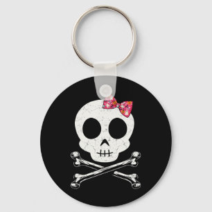 Chaveiro Crânio Cónico E Crossbones Rosa Arco Tie Halloween