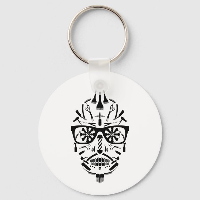 Chaveiro crânio de açúcar de barbearia (Frente)