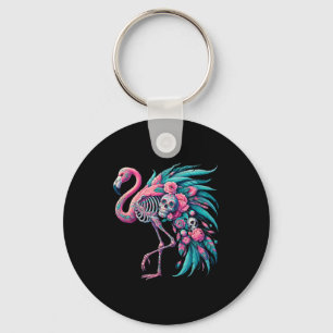 Chaveiro Crânio de açúcar feminino flamingo mexicano dia de