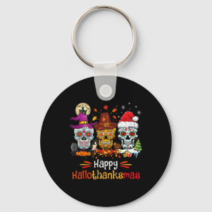 Chaveiro Cranio de Açúcar Hallothanksmas Halloween Dia de A