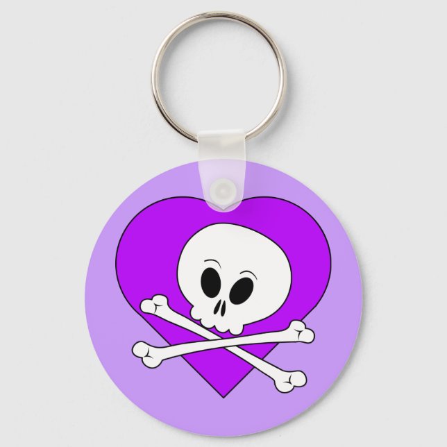 Chaveiro Crânio de Coração Roxo (Frente)